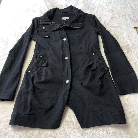 Mia Melon Black Lightweight Cotton Jacket Size Small - Picture 3 of 15